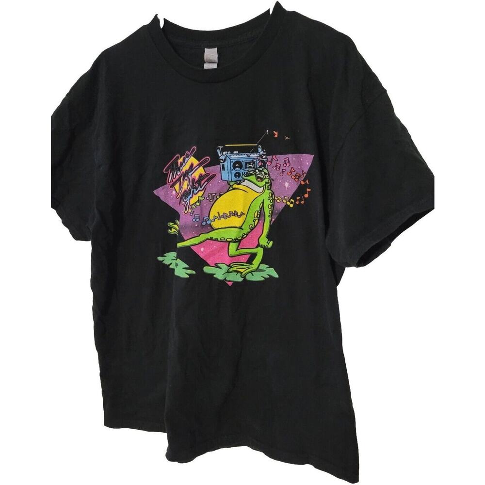 Two Dogs Night Band 2022 Tour Shirt XL Black Frog Boombox Graphic Neon